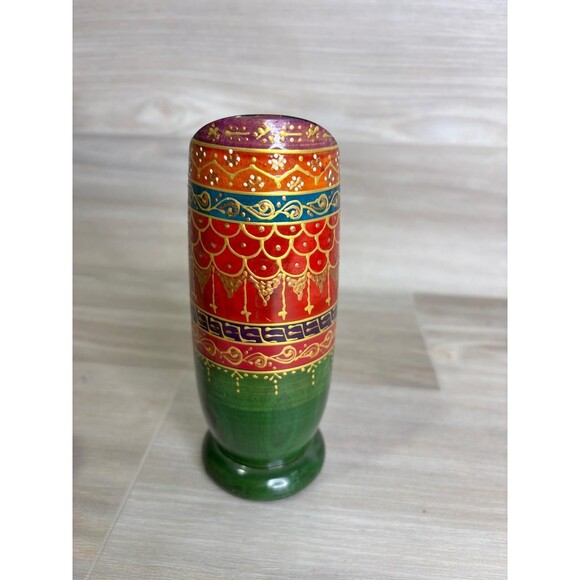 Handmade North Africa Olive Wood 4 Shot Mugs Hand Crafted Glass Mugs Colorful - Picture 3 of 12